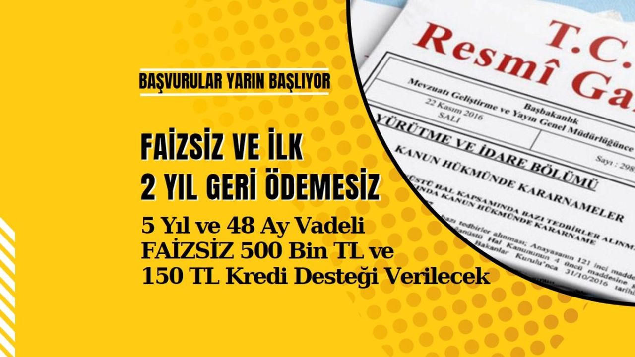 Faizsiz ve İlk 2 Yıl Geri Ödemesiz Kredi Fırsatları Bayram Sonrası Başlıyor!