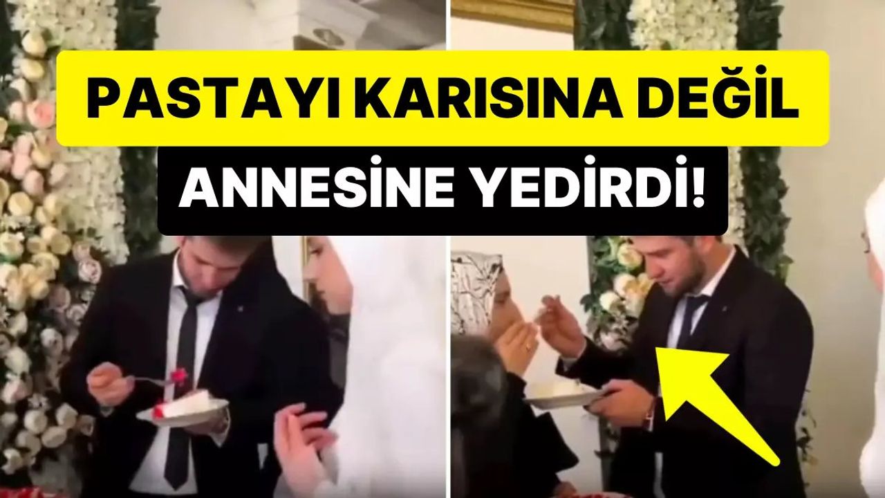 Damat, düğünde pastayı ilk olarak annesine yedirdi