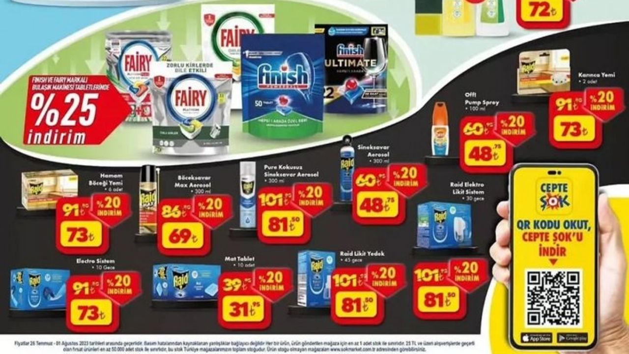 ŞOK Market'te Fairy ve Finish Ürünlerinde %25 İndirim!