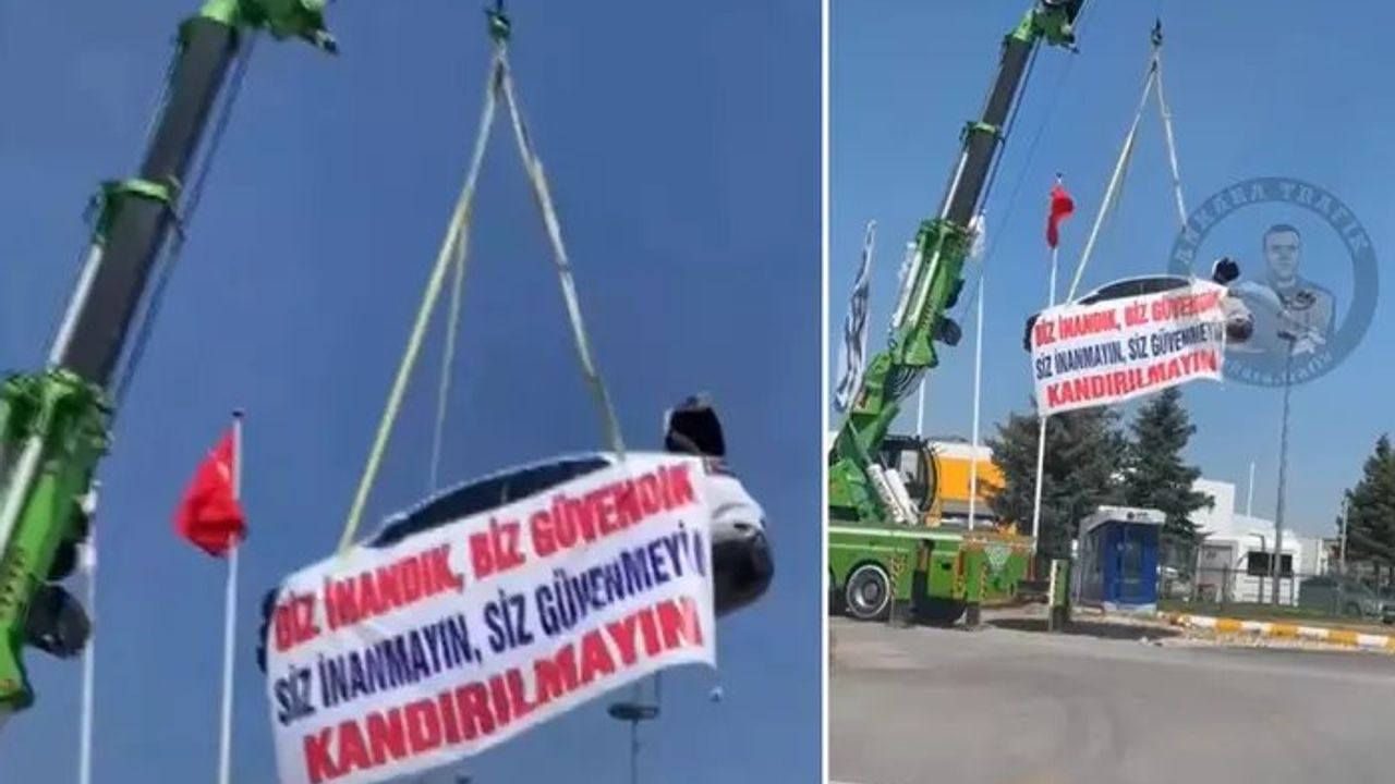 Ankara'da Sıfır Araç Problemi: Kadın Vinçle Protesto Etti