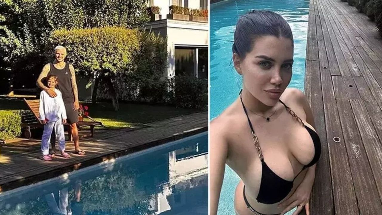 Mauro Icardi'nin eşi Wanda Nara, lüks villasında havuz keyfi yapıyor
