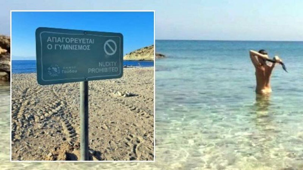 Gavda Adası'ndaki Nudistler Tabelaları Protesto Etti