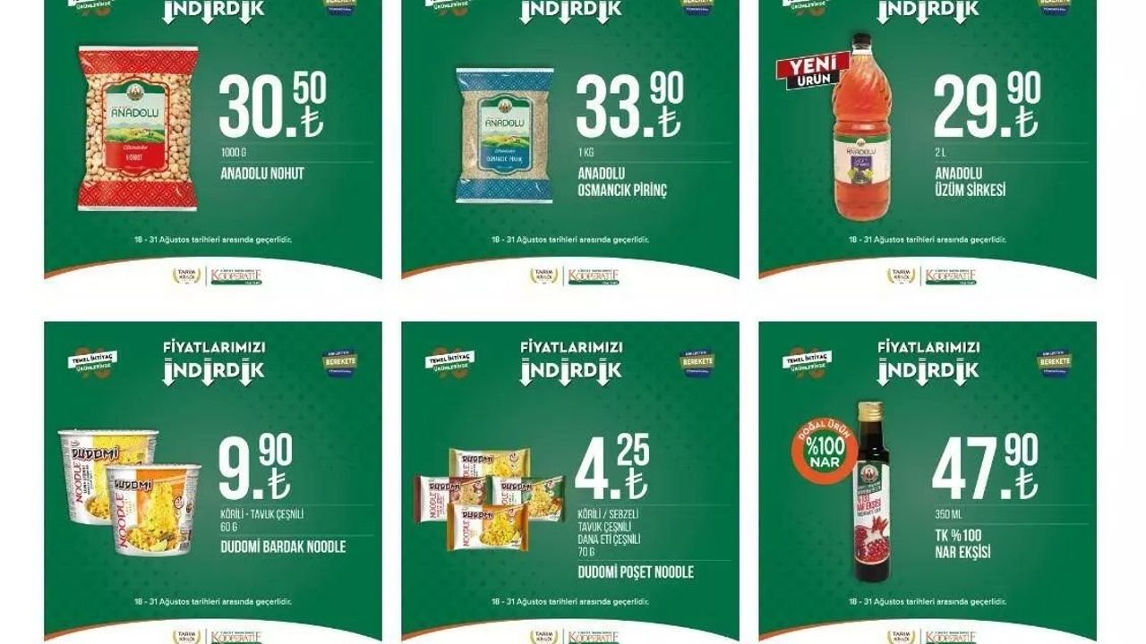 Tarım Kredi Kooperatifi Marketlerinde Ağustos Ayı İndirimleri