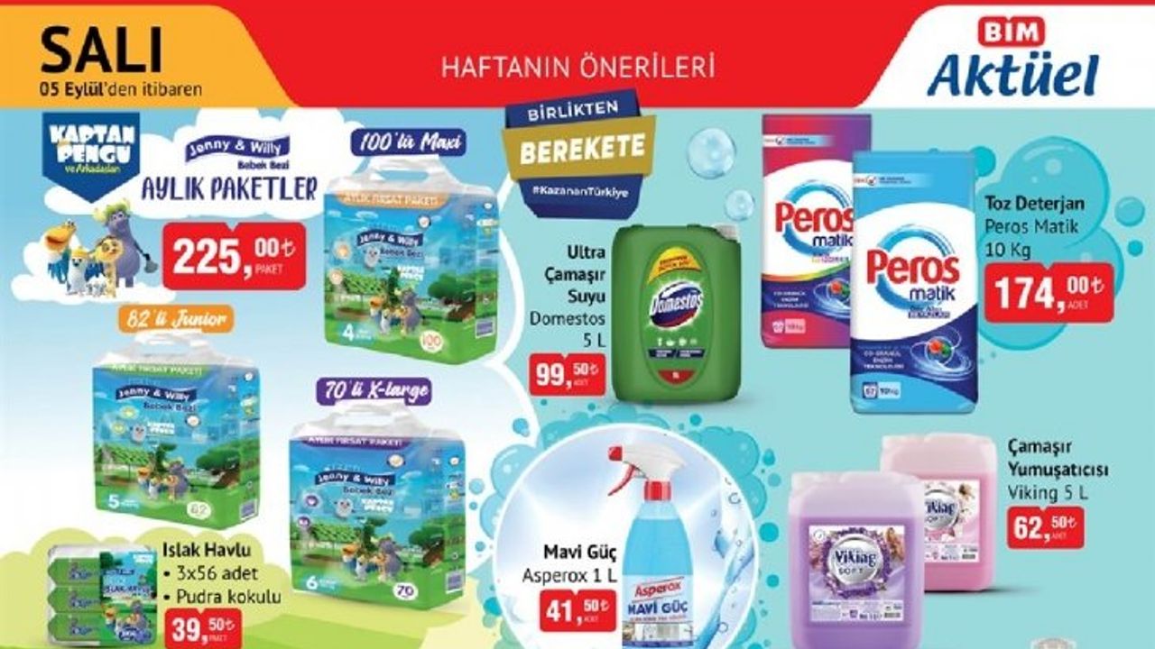 BİM'den Bomba İndirim! 10 Kg Toz Deterjan 174 TL'ye, Çamaşır Suyu 5 Kg 99 TL'ye Düştü!