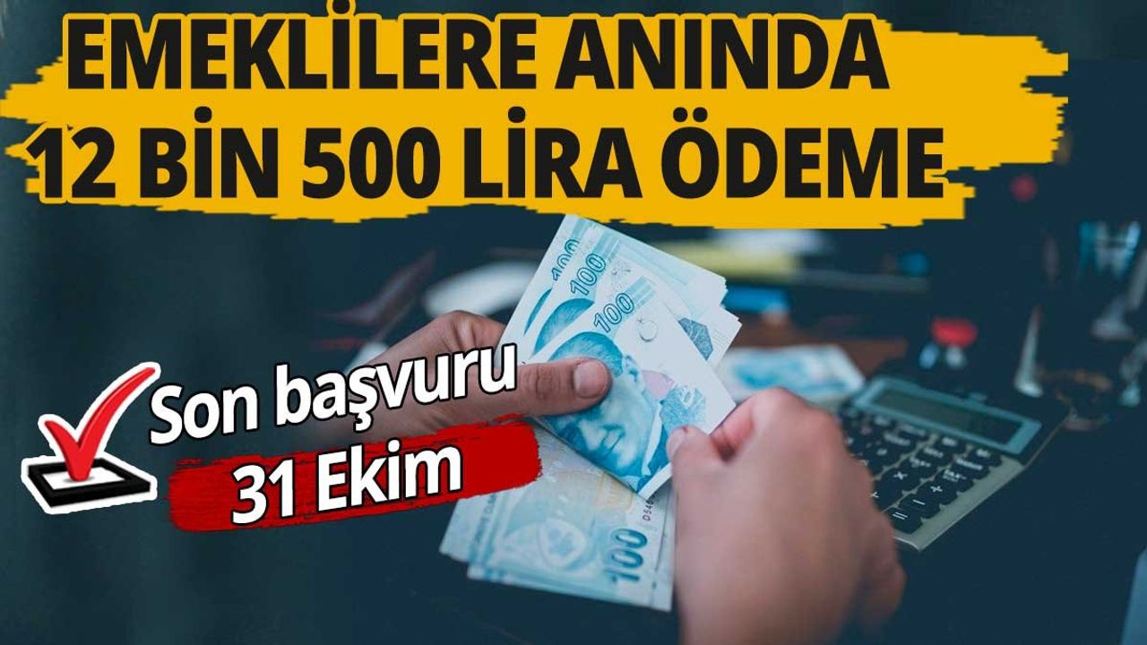 Emeklilere Anında 12 Bin 500 TL Ödeme: Son Başvuru 31 Ekim