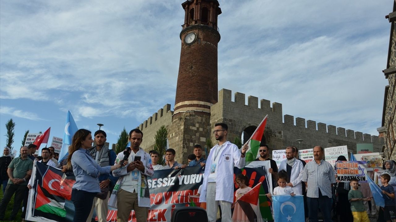 Erzurum'da Sağlık Çalışanlarından Gazze’ye Destek Yürüyüşü