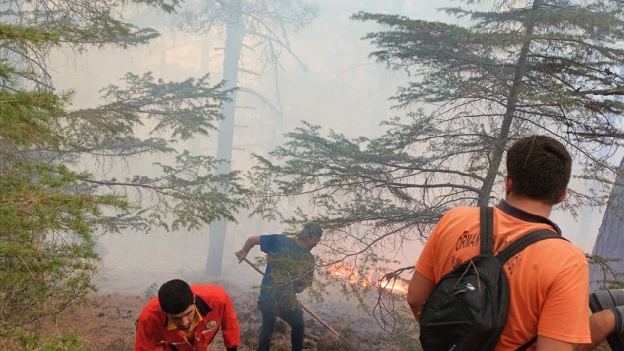 Antalya'da Yıldırımın Neden Olduğu Orman Yangınına Müdahale Devam Ediyor