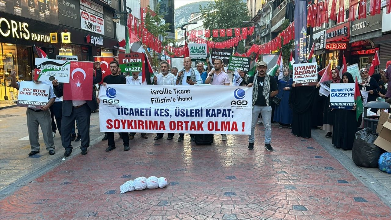 Karabük'te İsrail'in Filistin'e Yönelik Saldırılarına Protesto