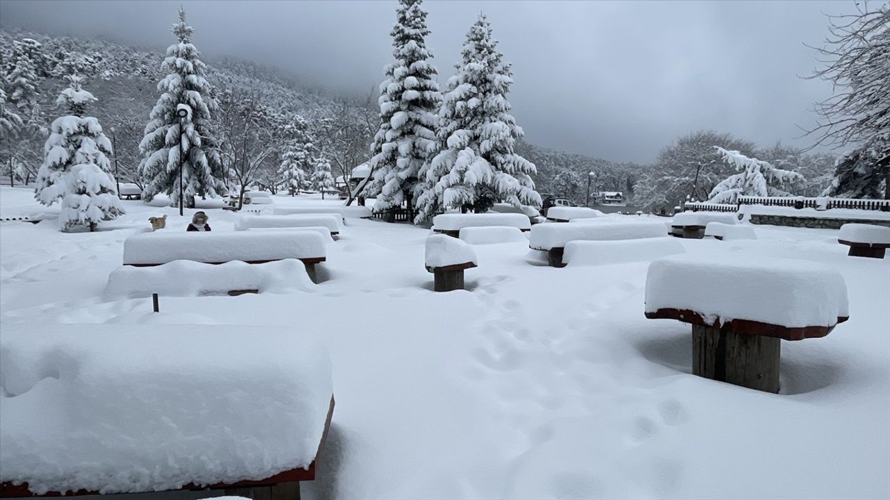 Bolu'daki Gölcük Tabiat Parkı Karla Kaplandı