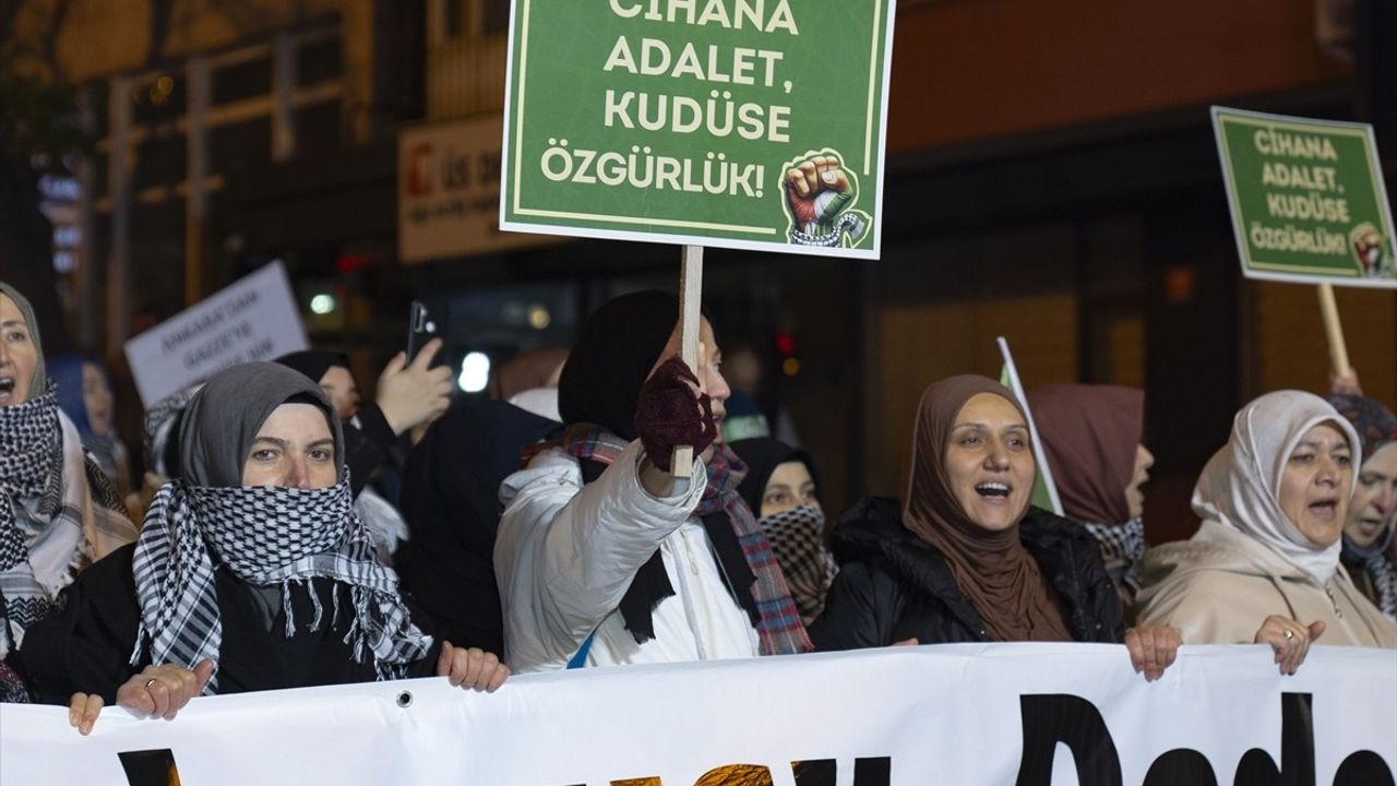 Ankara'da Gazze Saldırılarına Protesto Yürüyüşü