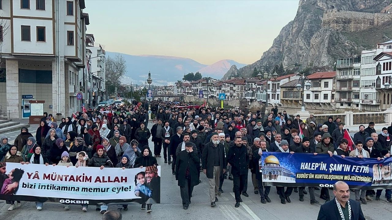 Amasya'da Filistin'e Destek Yürüyüşü Düzenlendi