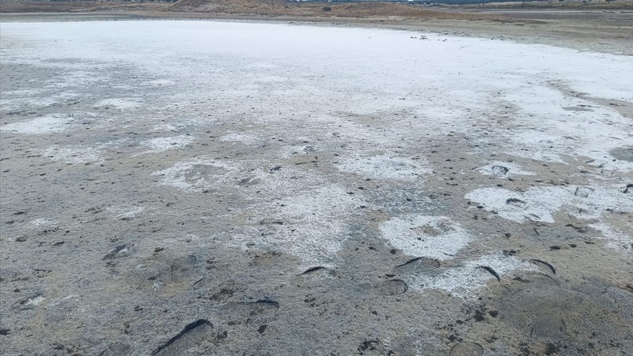 Edirne'deki Taşaltı Gölü Tuz Tabakasıyla Dikkat Çekiyor