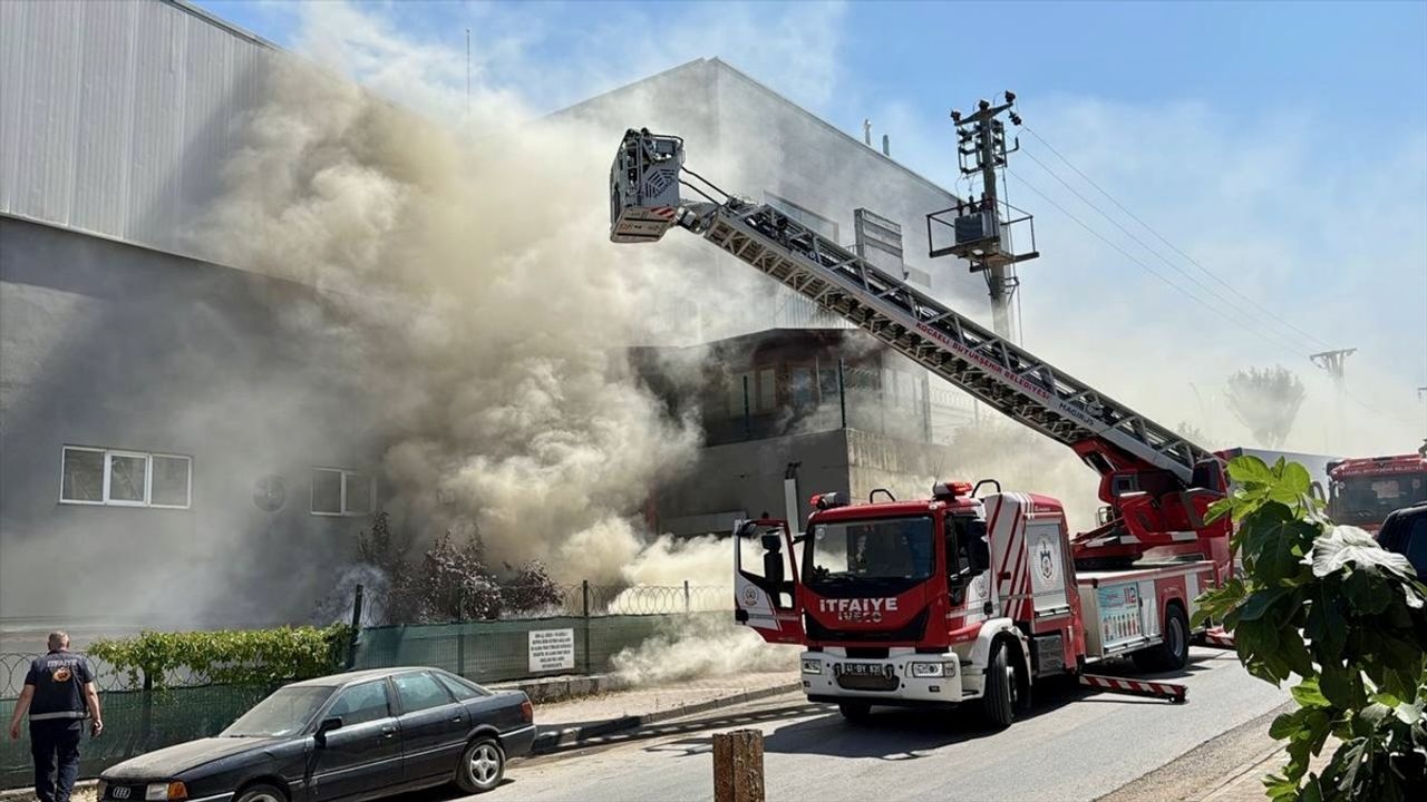 Kocaeli'de Market Deposunda Yangın Çıktı