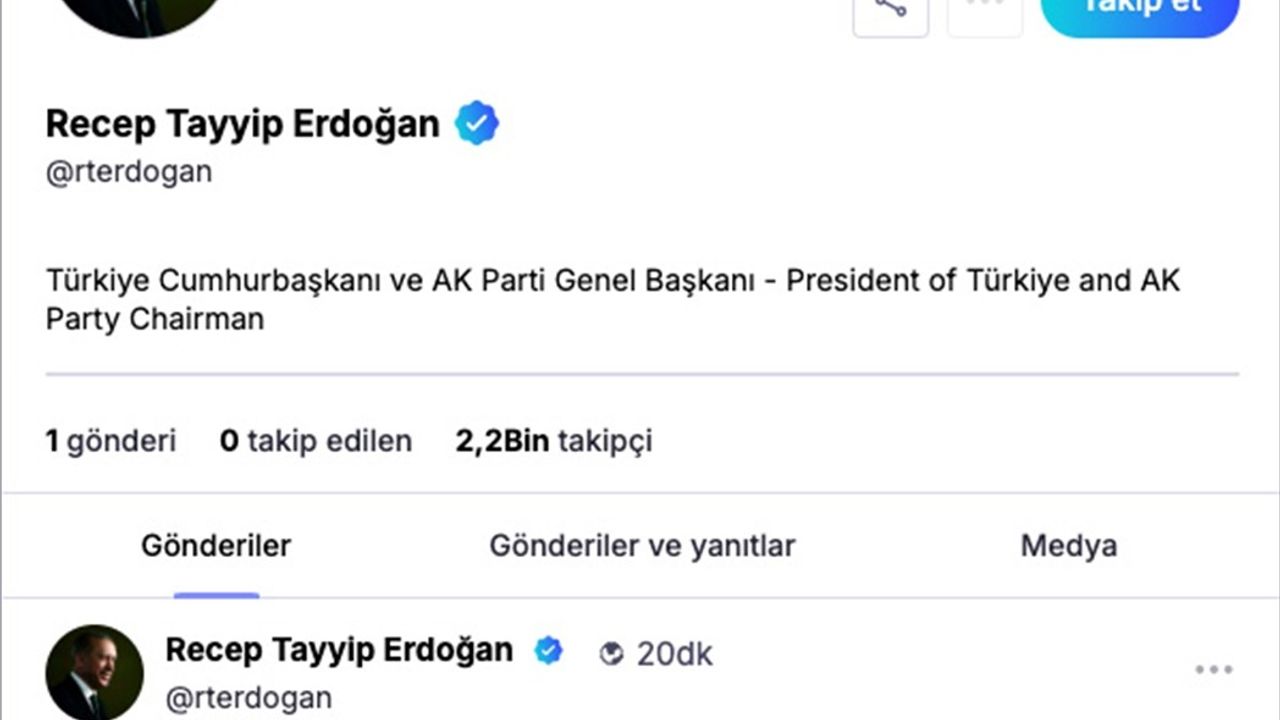 Cumhurbaşkanı Erdoğan NSosyal'de İlk Paylaşımını Yaptı
