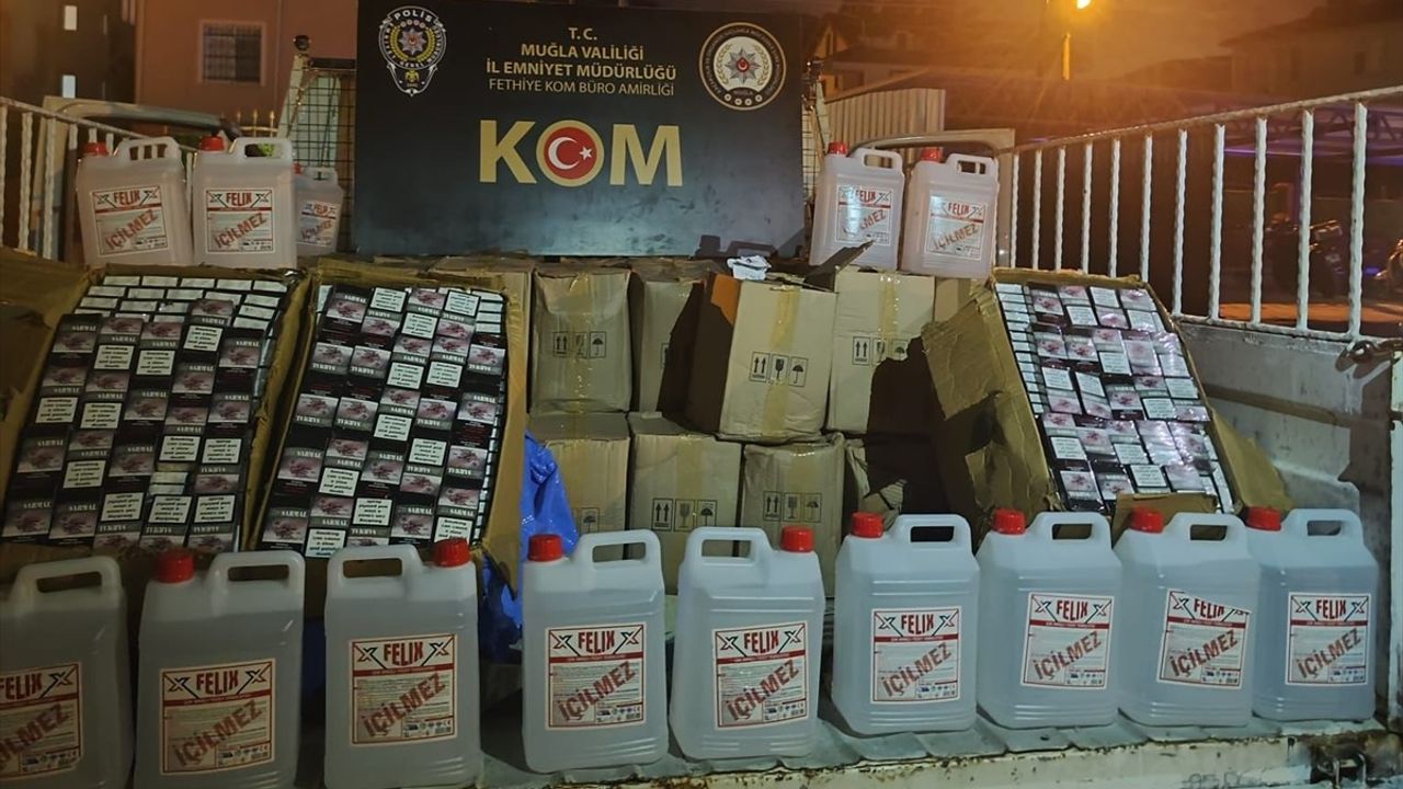 Fethiye'de Kaçak İçki Operasyonu: Tonlarca Etil Alkol ve Sahte Şarap Ele Geçirildi