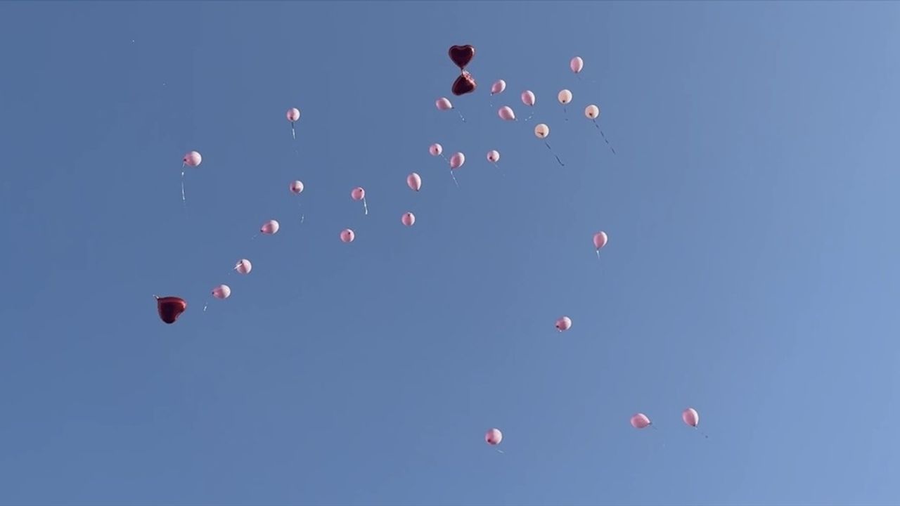 Hatay'da Meme Kanseriyle Mücadele Eden Kadın İçin Pembe Balonlar Bırakıldı