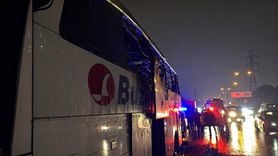 İstanbul'da Yolcu Otobüsünde Yangın Çıktı