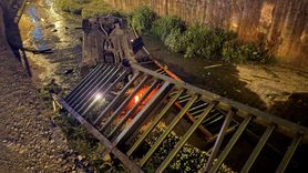 Beykoz'da Bariyeri Aşan Araç Dere Yatağına Düştü