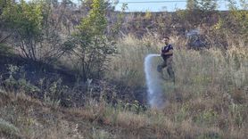Bursa'nın İnegöl ilçesinde buğday tarlasında yangın
