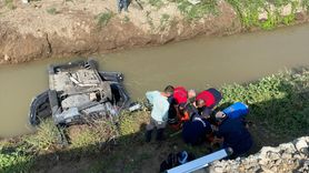 Çorum'da Sulama Kanalına Düşen Araçta Yaralılar Var