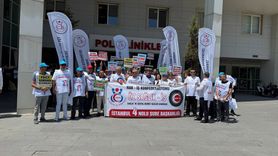 İstanbul'da Öz Sağlık-İş Sendikası Üyeleri Eylemde