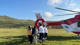 Trabzon'da Düşme Sonucu Ayağı Kırılan Hastaya Helikopterle Müdahale