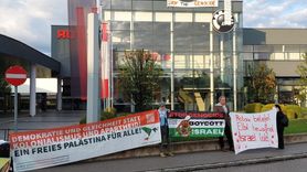 Avusturya'da Filistin Destekçileri BRP Rotax Önünde Protesto Düzenledi