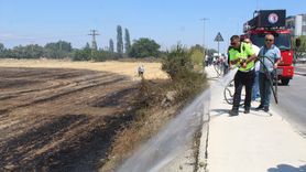 Çanakkale'de Otluk Alanda Yangın Çıktı