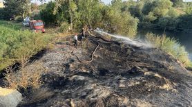 Edirne'de Tunca Nehri Kenarında Yangın Söndürüldü