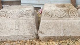Kütahya'da Bizans Dönemine Ait 4 Mermer Sütun Başlığı Ele Geçirildi
