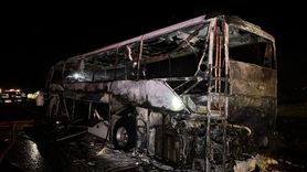 Van'da Yolcu Otobüsü Yangını