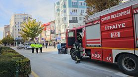 Çorum'da Seyir Halindeki Araçta Yangın Çıktı