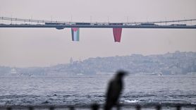 İstanbul Boğazı'ndaki Köprüler Filistin İçin Süsleniyor