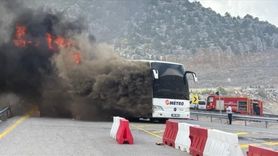 Konya'da yolcu otobüsünde yangın felaketi