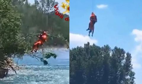 İtfaiye Ekibi Helikopterle Nehirde Sürüklenen Kadını Kurtardı