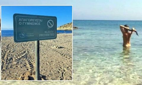 Gavda Adası'ndaki Nudistler Tabelaları Protesto Etti