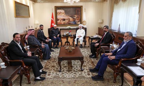 Diyanet İşleri Başkanı Erbaş, Filistinli Alimler Heyeti'ni Kabul Etti