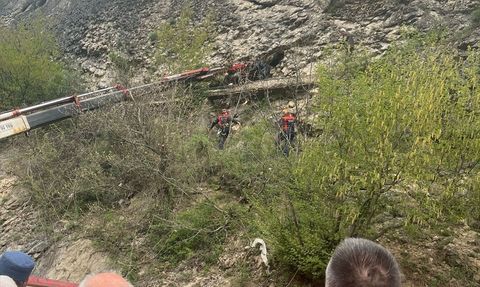 Karabük'te Düşen İnek Kurtarıldı