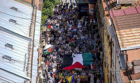 Saraybosna'da Gazze İçin Protesto Gösterisi