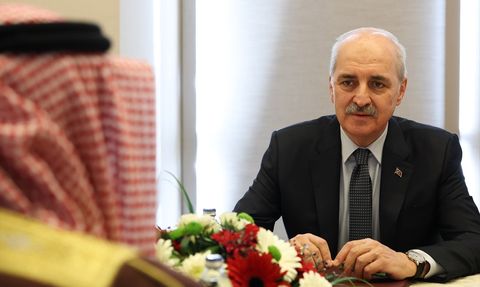 TBMM Başkanı Kurtulmuş, Bahreynli Meslektaşı ile Filistin'i Destekleme Toplantısında Bir Araya Geldi