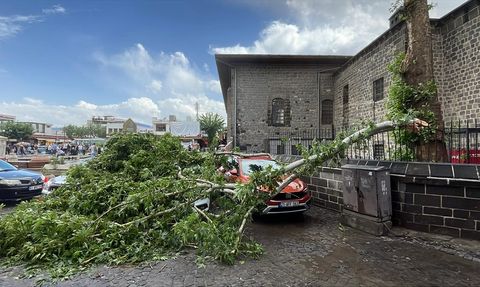 Diyarbakır'da Sağanak Yağış, Dolu ve Kuvvetli Rüzgar Hayatı Olumsuz Etkiledi