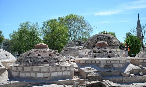 Edirne'deki Gazi Mihal Hamamı Restorasyonu Devam Ediyor