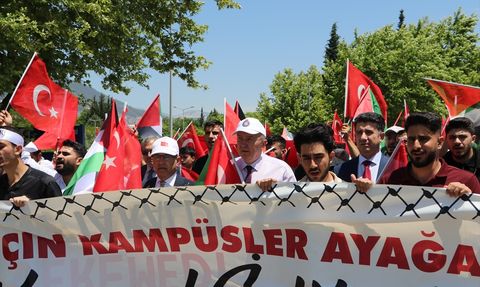 Kahramanmaraş'ta Öğrencilerden Filistin'e Destek Yürüyüşü