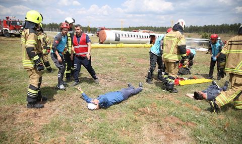 Kastamonu Havalimanı'nda Uçak Kazası Tatbikatı Gerçekleştirildi