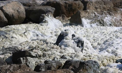 Hatay'da Deniz Kıyısında Köpük Benzeri Tabaka Oluştu