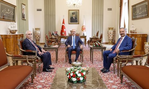 TBMM Başkanı Numan Kurtulmuş, AYM Başkanı Kadir Özkaya ile Görüştü
