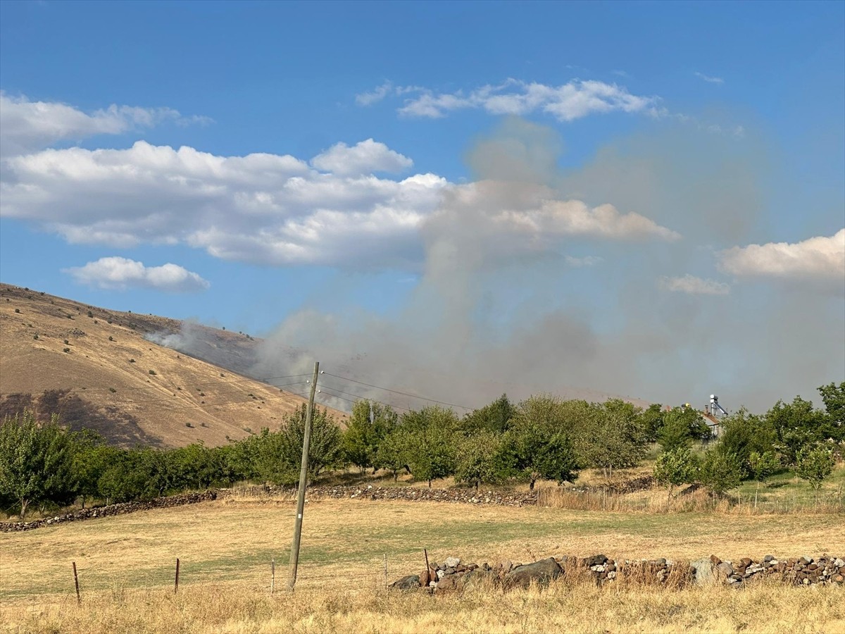 Elazığ'ın Karakoçan ilçesinde otluk alanda yangın çıktı.