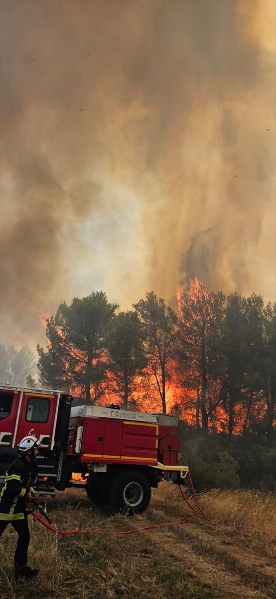 Fransa'nın güneyindeki Herault vilayetinde başlayan yangında 65 hektar ormanlık alanın kül olduğu...