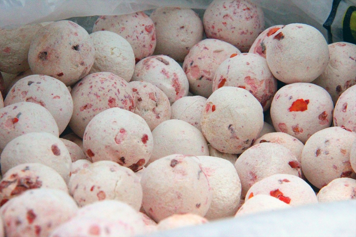 Kırgızistan'da popülerliği artan geleneksel el yapımı yiyecek kurut, tat çeşitliliğiyle pazarda...