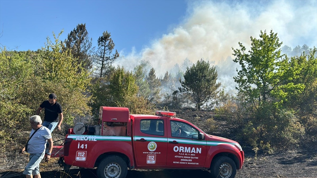Kütahya'da kent merkezine yakın bölgedeki ormanlık alanda çıkan yangın, havadan ve karadan...